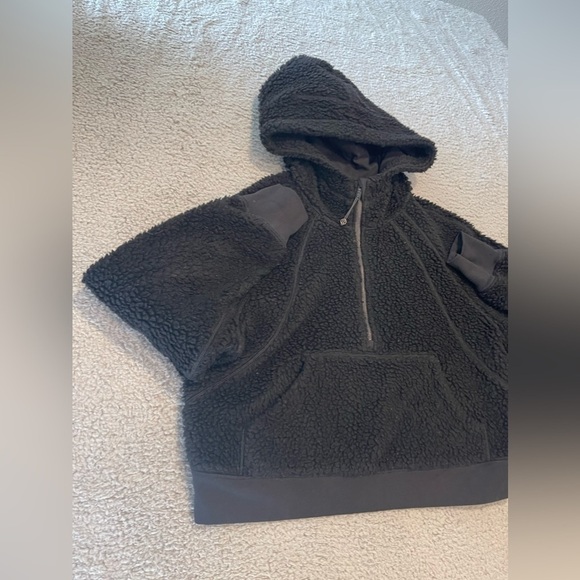 Lululemon Womens Black Scuba Oversized Sherpa Wool Blend 1/2 Zip Hoodie Size M/L - Picture 3 of 11